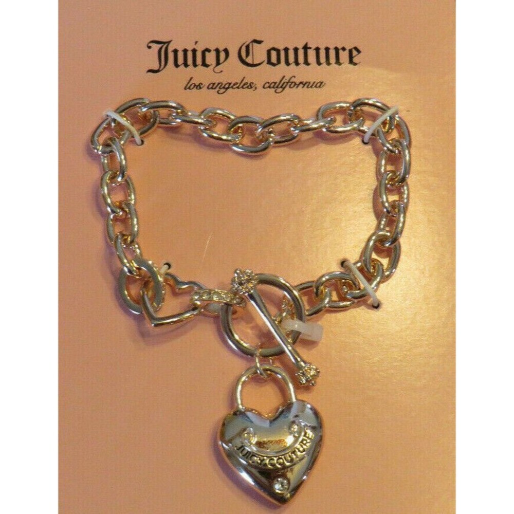 Juicy Couture Rose Gold Tone Heart Toggle Bracelet